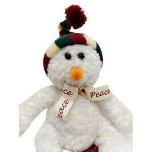 Russ Snowman Plush Stuffed Animal 10" peace ribbon scarf